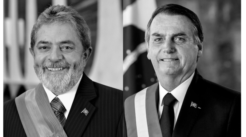 À esquerda da imagem, Lula. À direita, Bolsonaro